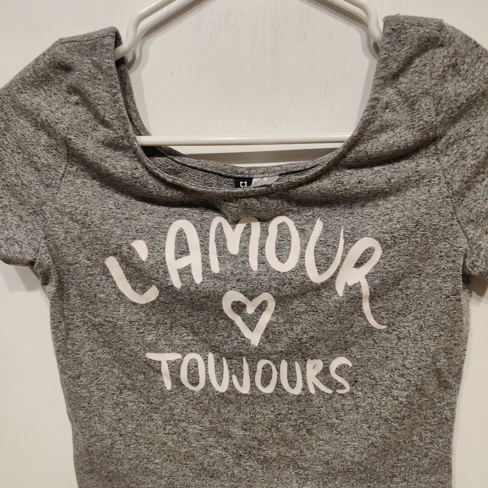 Divided cropped gray top size S NWOT